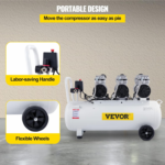 Compresseur d’Air Silencieux VEVOR 100 L – 3 CV, Sans Huile, 8 Bar, 495 L/min – Moteur Cuivre – Image 5